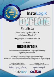 dyplom instalogik 5 nikola krapik